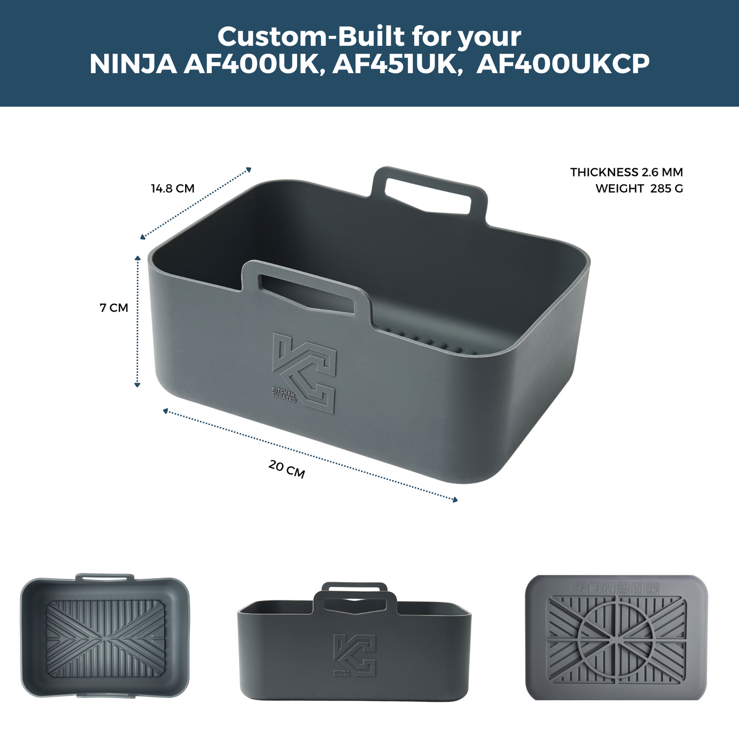 Platinum Silicone Air Fryer Liners for Ninja Foodi Dual Zone Air Fryer MAX 9.5L AF400UK, AF451UK, AF400UKCP