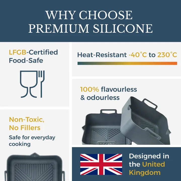 Platinum Square Silicone Air Fryer Liner